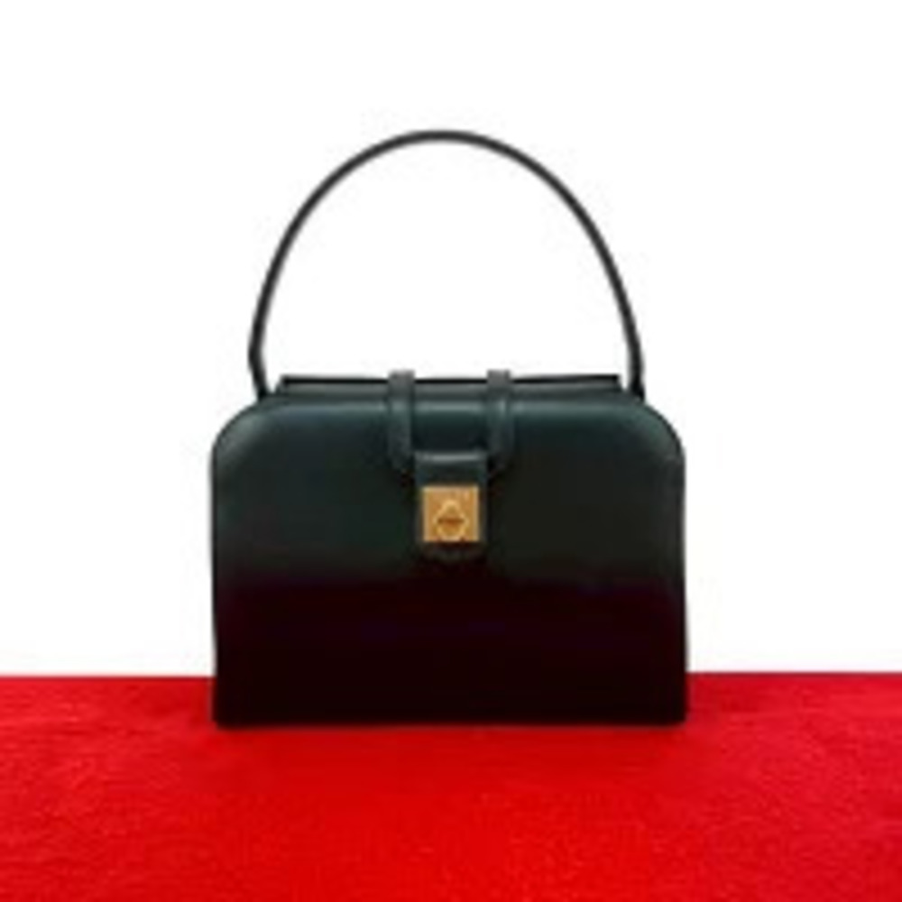 Celine Ring Calf Leather Handbag Boston Bag Black